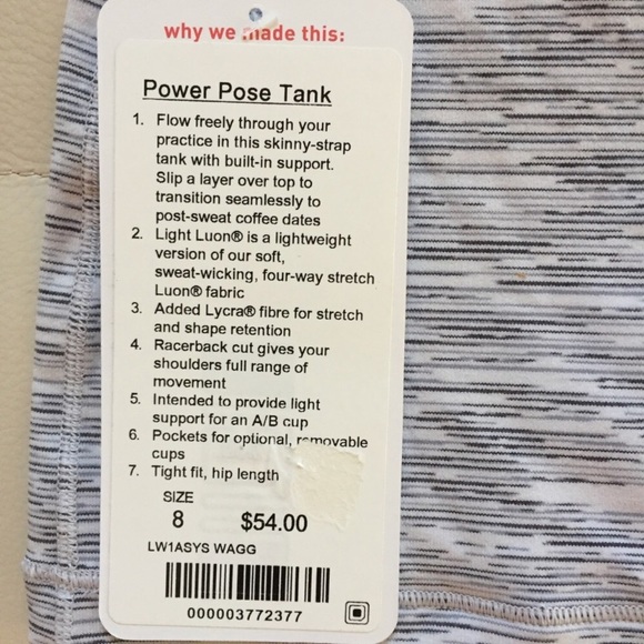 NWT WAGG LULULEMON POWER POSE TANK - - Size 10 - Picture 4 of 6